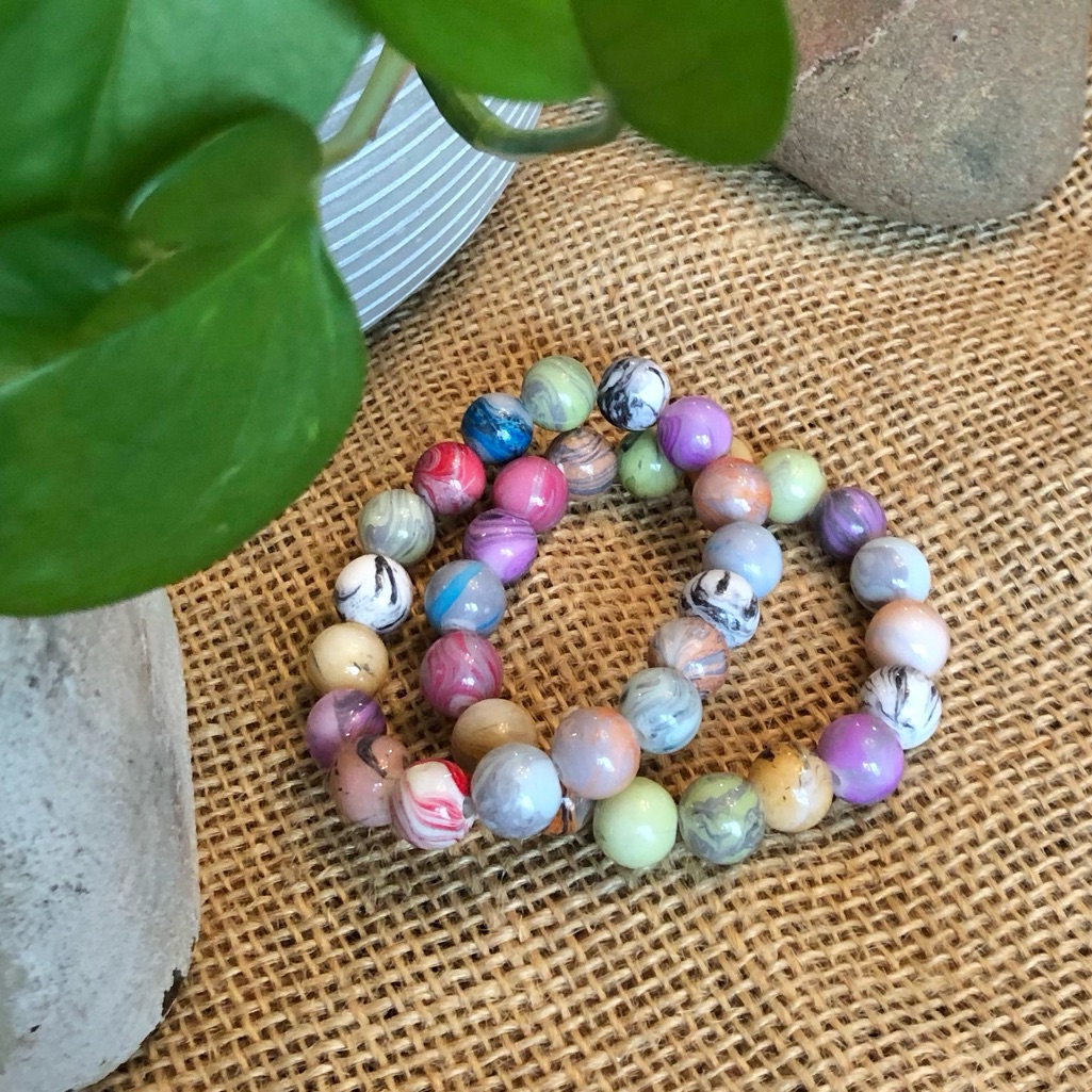 Colorful Beaded Bracelet Set, 2 Pieces